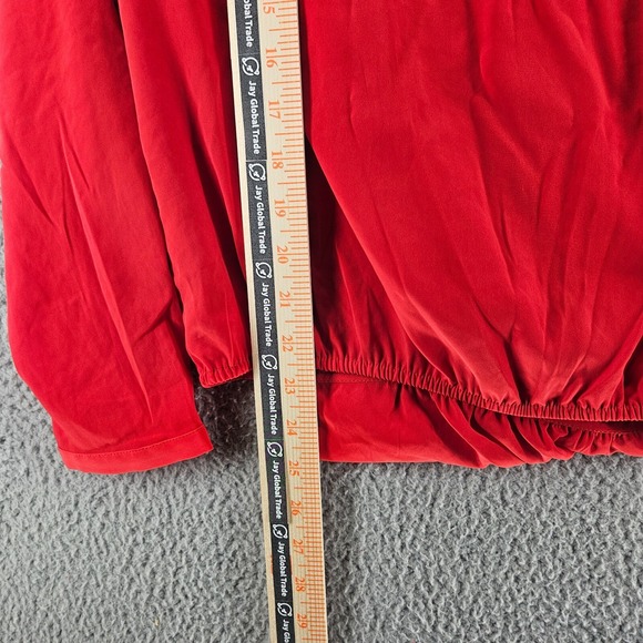 DKNY Jeans Top Women's Size Small Wrap Style Elastic Waist Red Long Sleeve - S - Picture 10 of 11